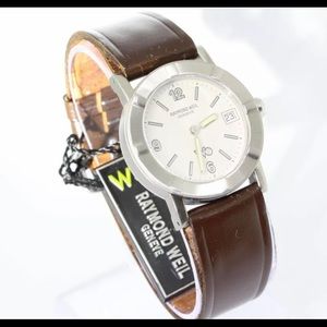 NWT Raymond Weil W1 3000/3001 Swiss Ladies Quartz Below $795 Retail w/Brown Band